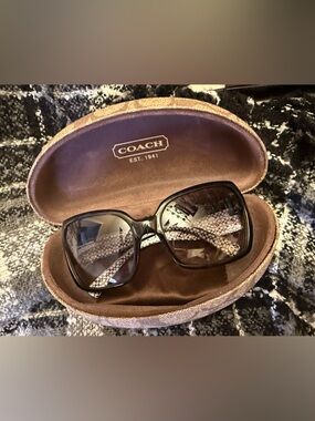 Coach Black Sunglasses with Snake-Print Temples